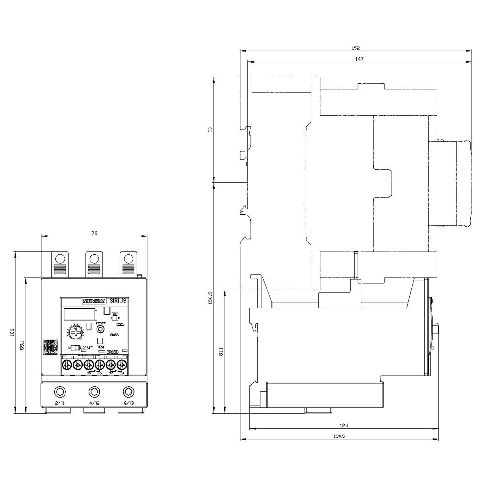 Relais de surcharge 1 NO (T), 1 NF (R) Siemens 3RB3046-2XB0 1 pc(s)