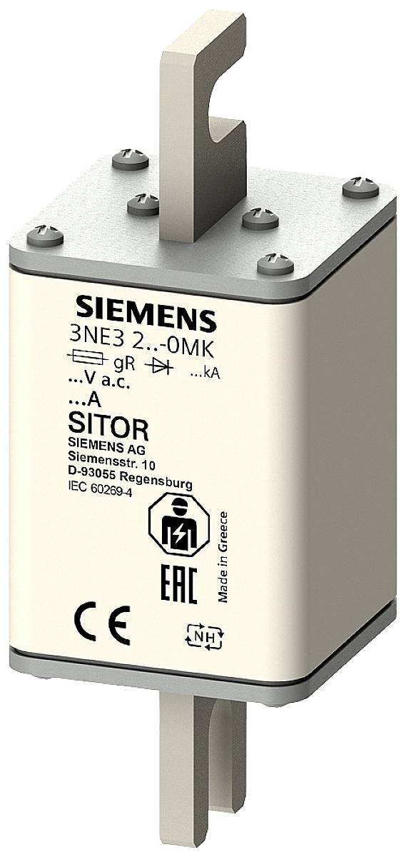 Sécurité industrielle Siemens SITOR 3NE3, type gR, avec marquage CE et norme CEI 60269-4, fabriqué en Allemagne.