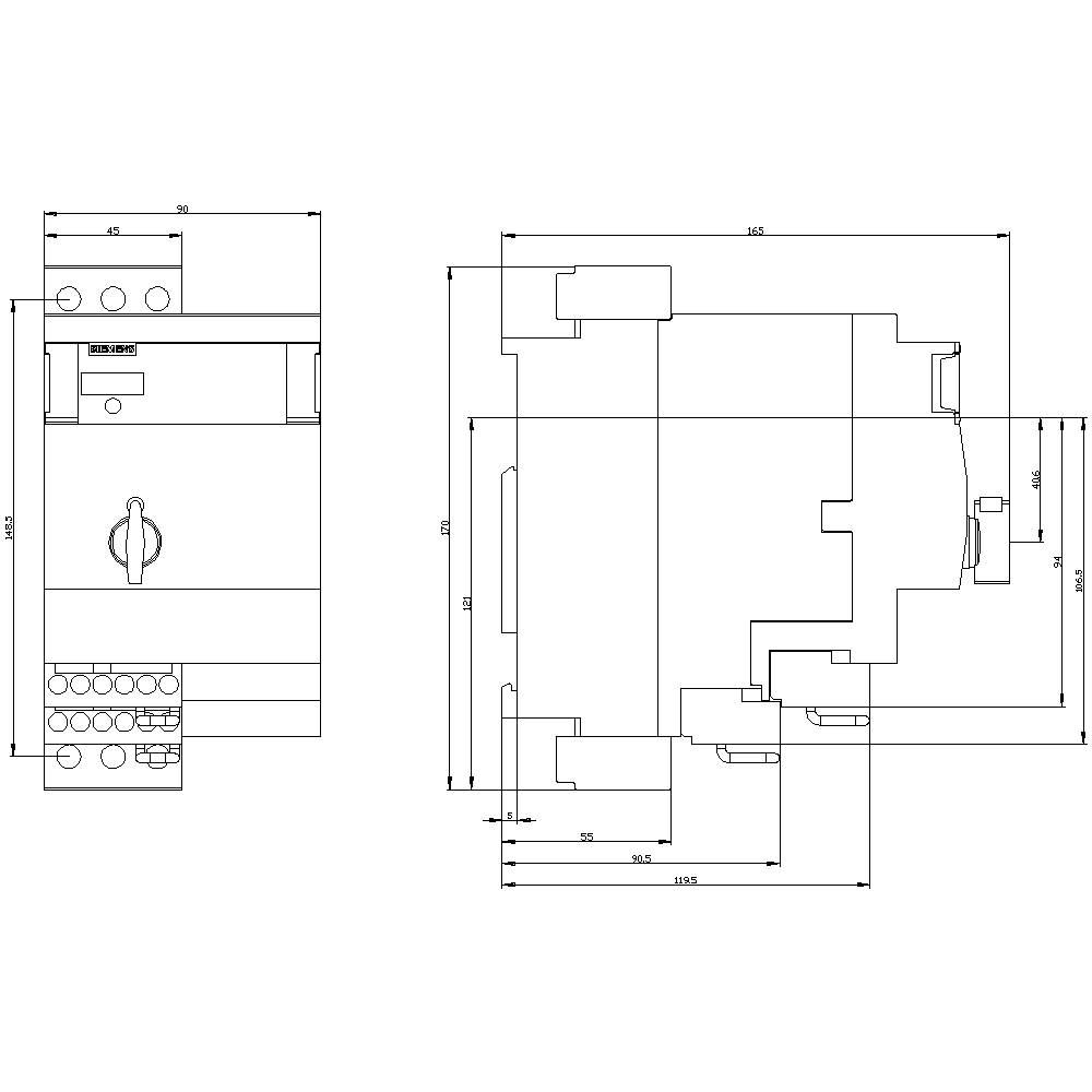 Siemens 3RA6500-1DB42 3RA65001DB42 Démarreur-inverseur Puissance moteur à 400 V 5.5 kW 690 V Courant nominal 12 A