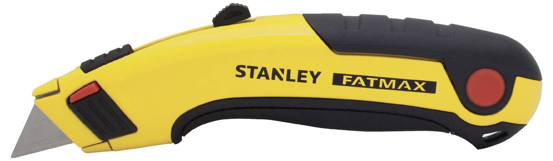 Couteau de coupe jaune avec manche noir portant l'inscription 'Stanley Fatmax'.