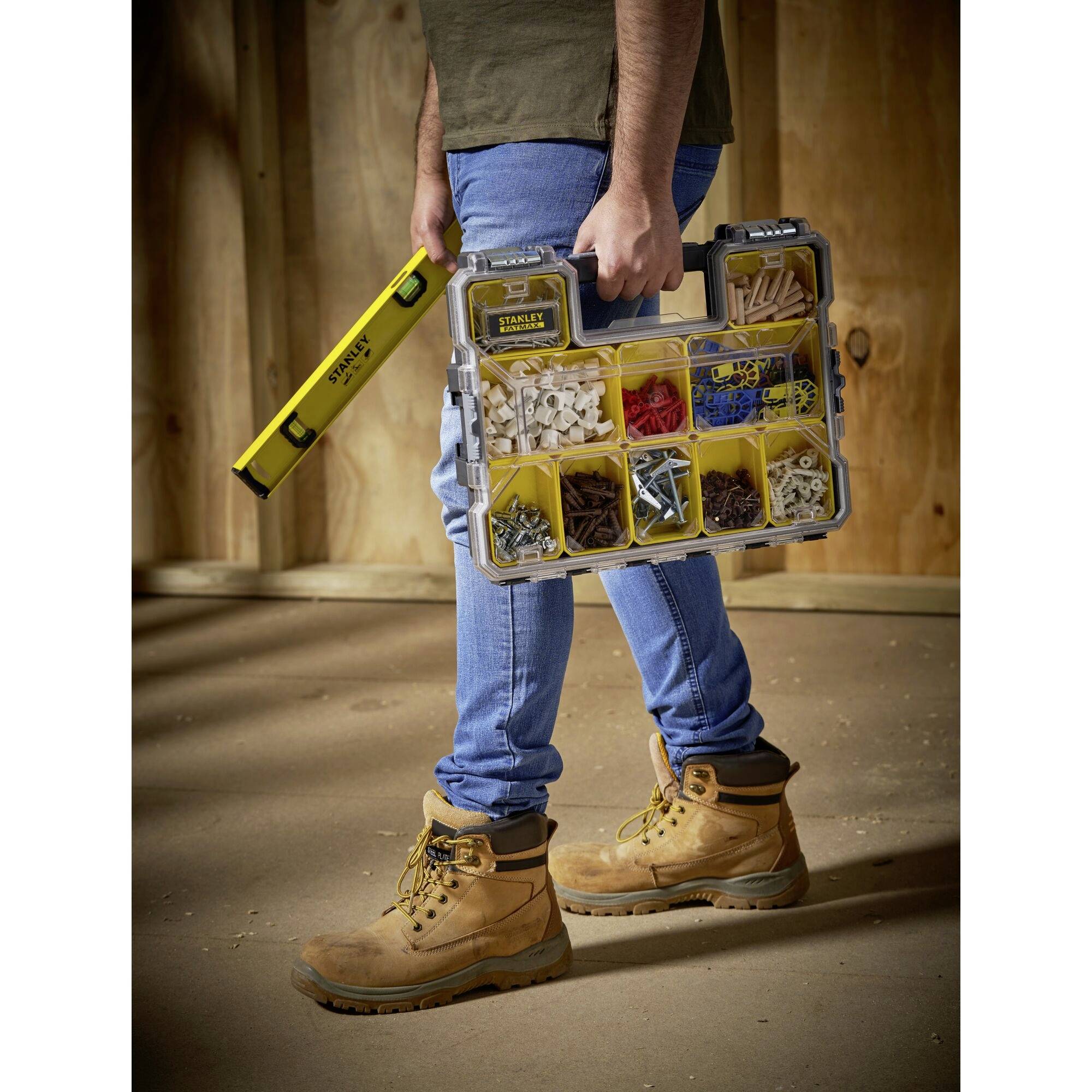 STANLEY Coffret de rangement (L x l x H) 44.6 x 7.5 x 35.7 cm Nombre de compartiments: 10 Contenu 1 pc(s)