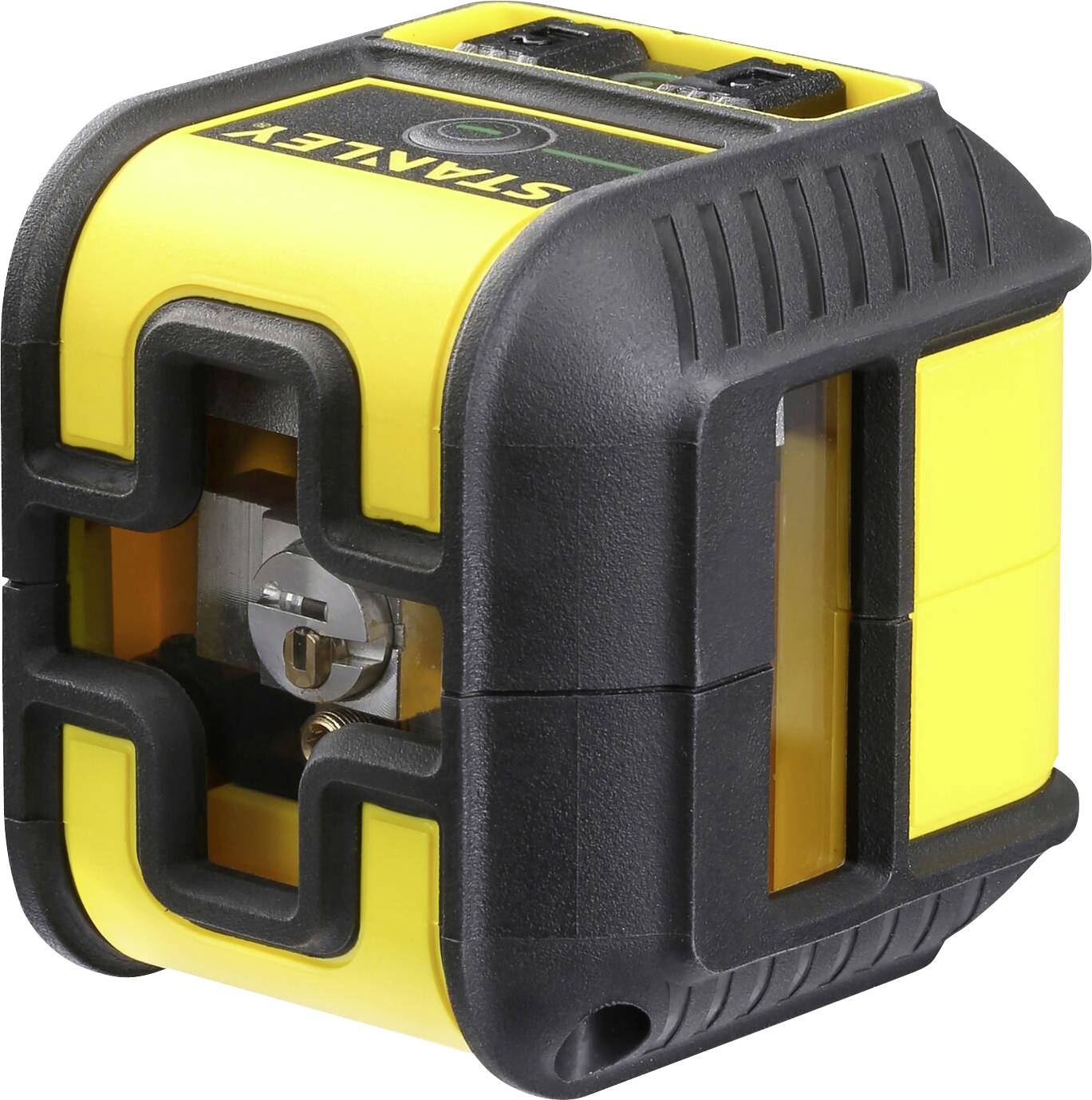 Niveau laser noir et jaune avec fenêtre de visée pour le mesurage et le nivellement précis des surfaces.