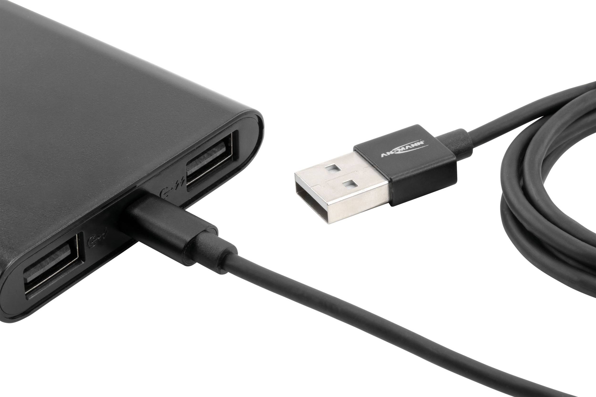 Ansmann Câble USB USB 2.0 USB-A mâle, USB-Micro-B mâle 1.20 m noir connecteur aluminium, gaine TPE 1700-0076