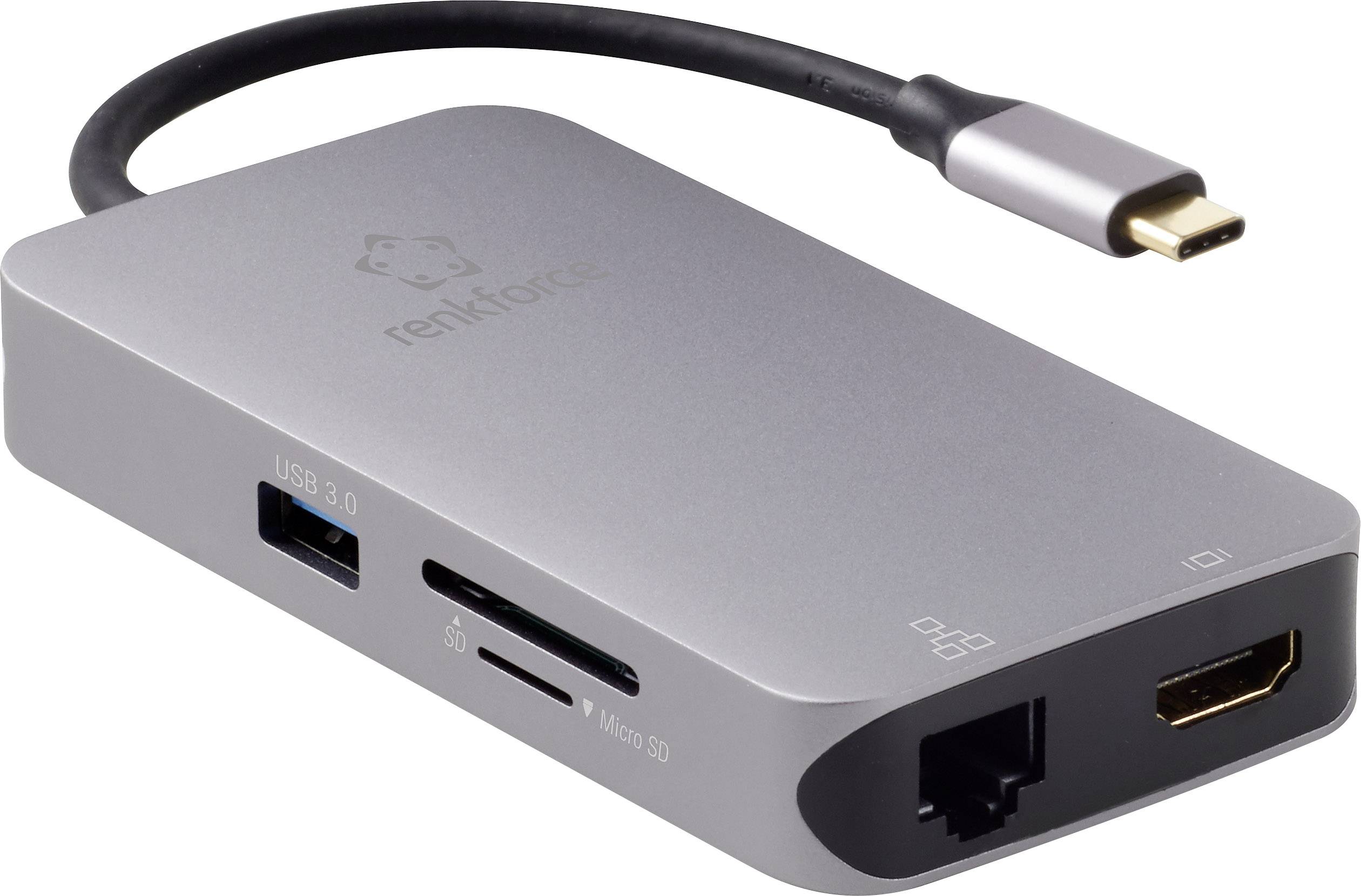 Renkforce USB-C™ 9-in-1 Dock 60 W Station d'accueil pour PC portable USB-C™ Adapté aux marques (stations d'accueil pour