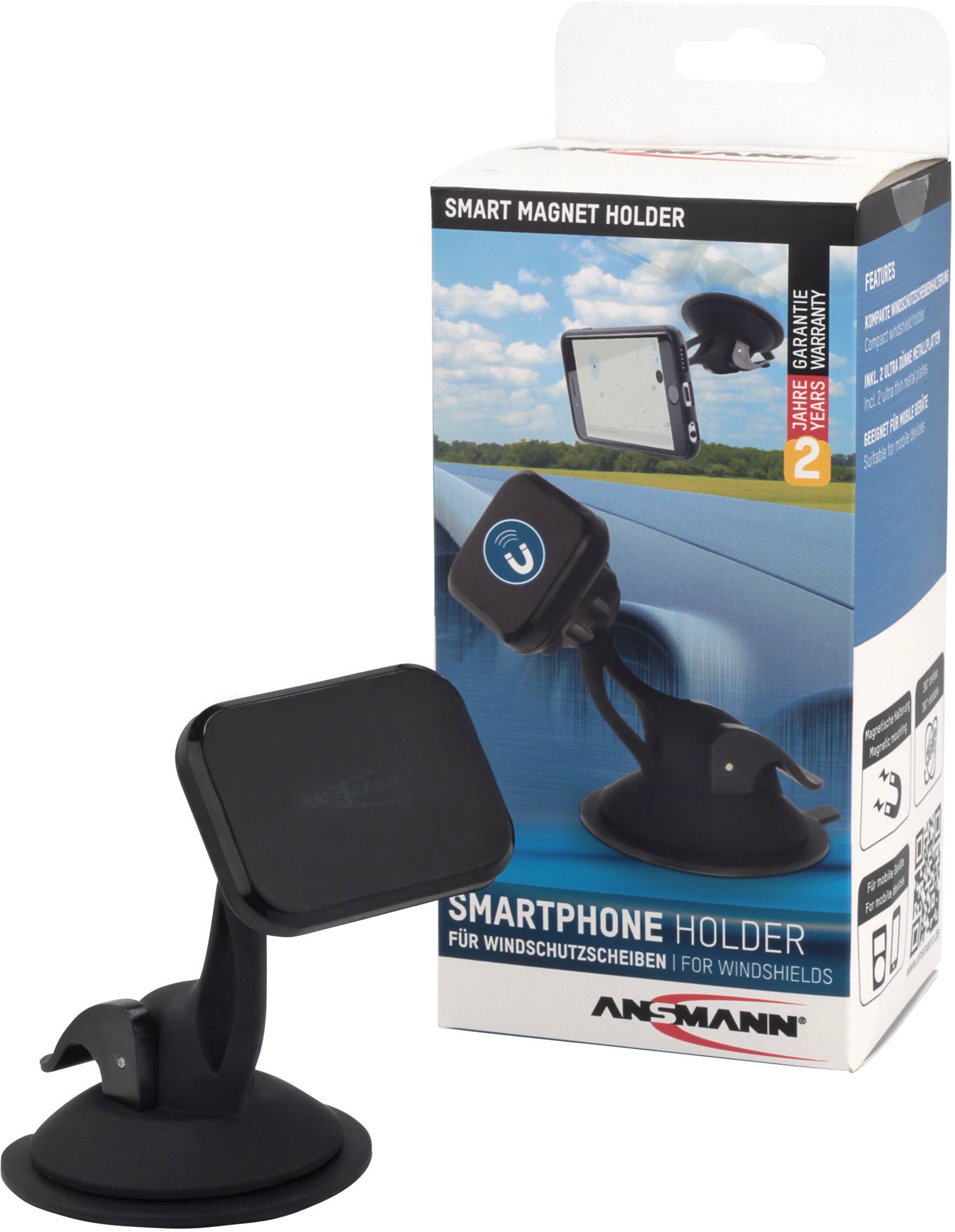 Ansmann Smart Magnet Windschutzscheiben-Halterung Support de téléphone portable pour voiture