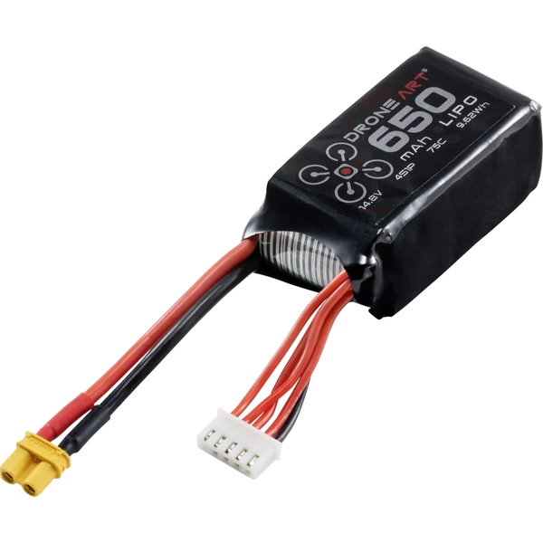 DroneArt Pack de batterie (LiPo) 14.8 V 650 mAh Nombre de cellules: 4 75 C Softcase XT30 DroneArt Pack de batterie (LiPo) 14.8 V 650 mAh Nombre de cellules: 4 75 C Softcase XT30