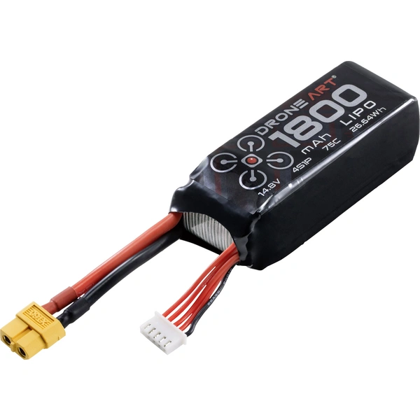 DroneArt Pack de batterie (LiPo) 14.8 V 1800 mAh Nombre de cellules: 4 75 C Softcase XT60 DroneArt Pack de batterie (LiPo) 14.8 V 1800 mAh Nombre de cellules: 4 75 C Softcase XT60