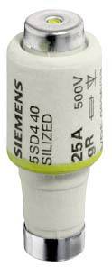 Fusible Siemens, modèle 5SD440, 25A, 500V, forme cylindrique avec capuchons métalliques. Principalement utilisé pour la protection contre les surcharges électriques.