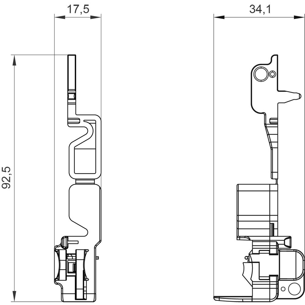 Dessin technique d'un profil avec dimensions : Hauteur 92,5 mm, Largeur 17,5 mm à gauche et 34,1 mm à droite.