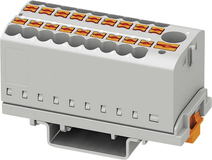 Connecteur électrique avec plusieurs leviers orange et un boîtier gris, adapté pour les connexions de fils et les circuits électroniques.