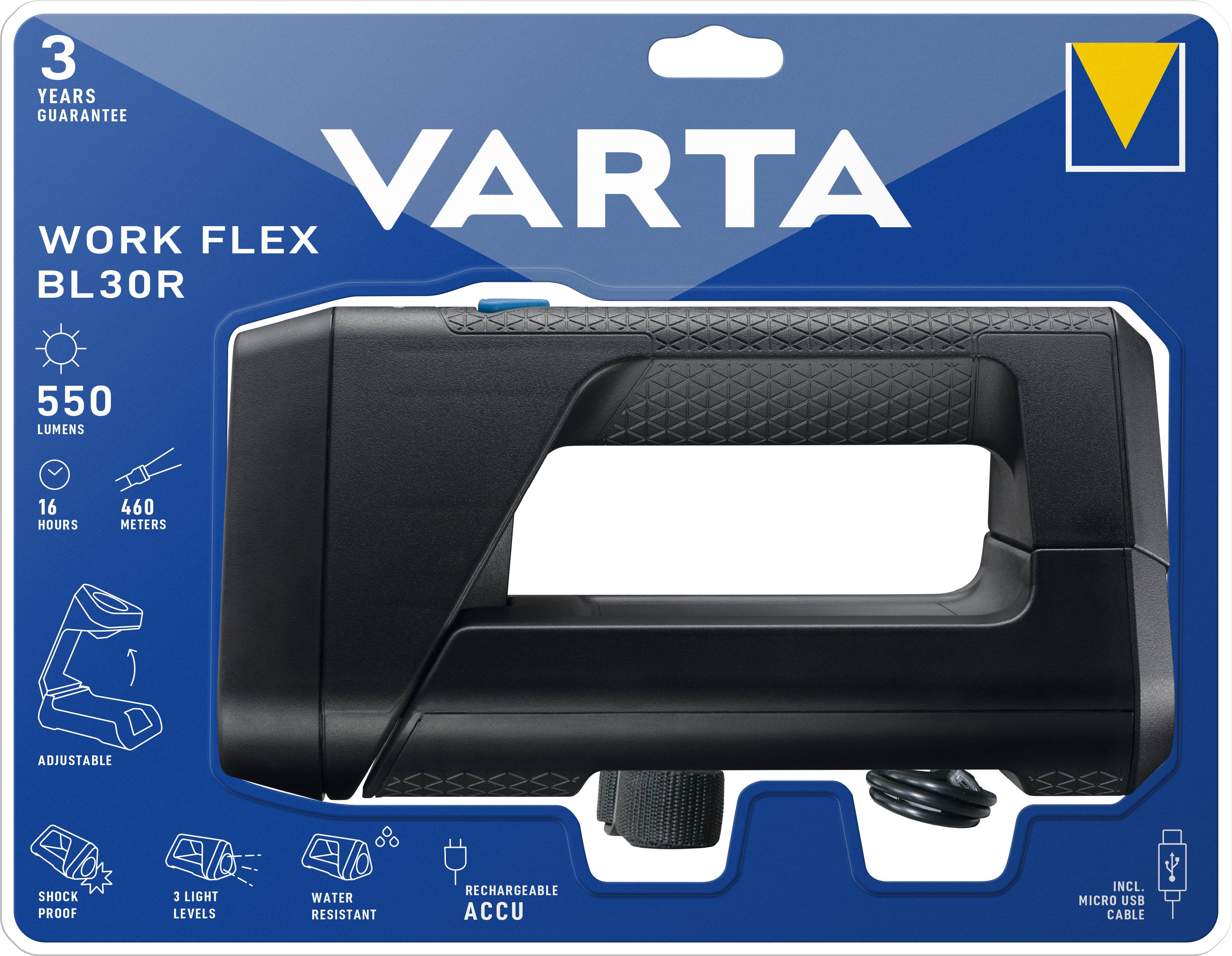 Varta LED Lampe torche sans fil Work Flex BL30R mit Akku 600 lm 18684101401