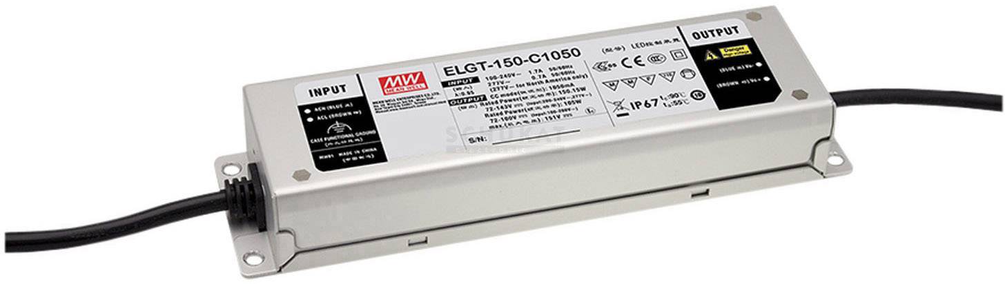 Driver de LED Mean Well ELGT-150-C1400B à courant constant 149.8 W 1400 mA 54 - 107 V/DC fonction dimmeur 3 en 1, montage sur des