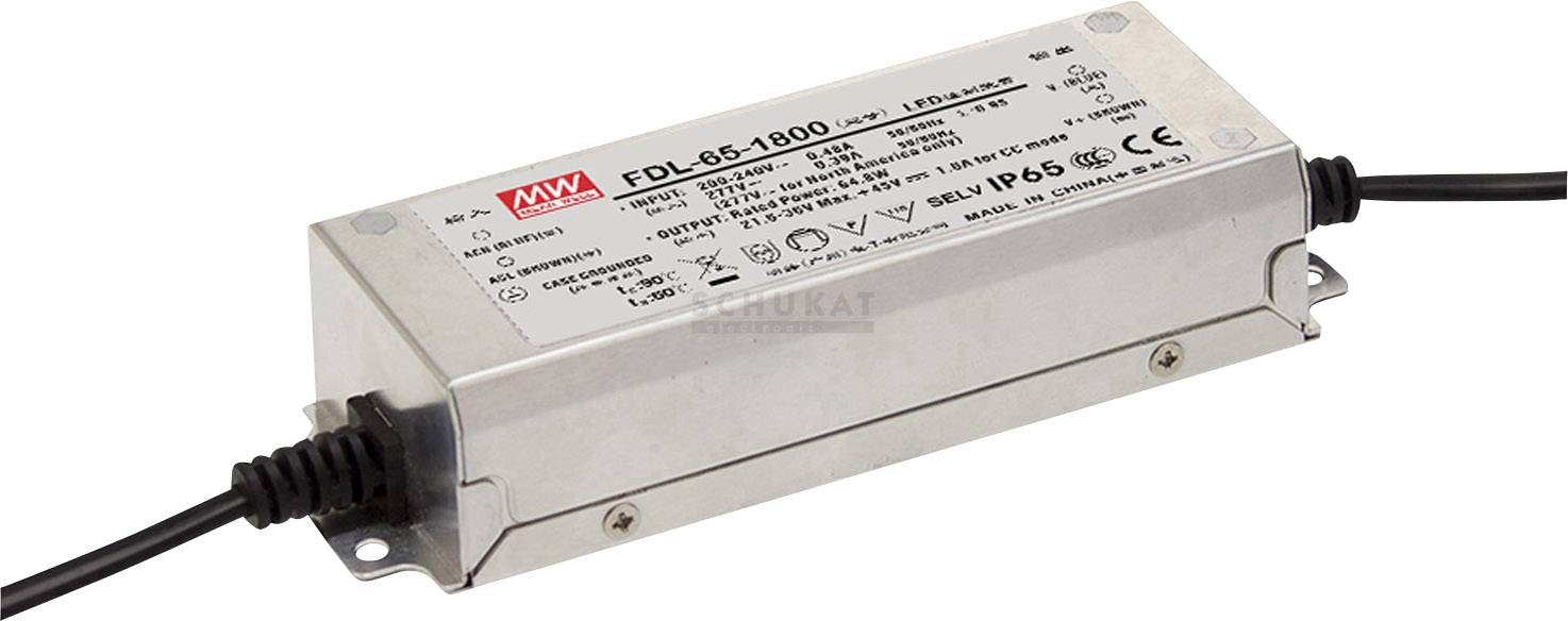 Driver de LED Mean Well FDL-65-1550 à courant constant 65.1 W 0.77 - 1.55 A 25.2 - 42 V/DC extérieur, circuit PFC, réglable
