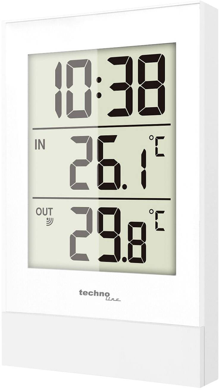 Station météorologique numérique affiche l'heure '10:38', température intérieure '26,1°C' et température extérieure '29,8°C'.