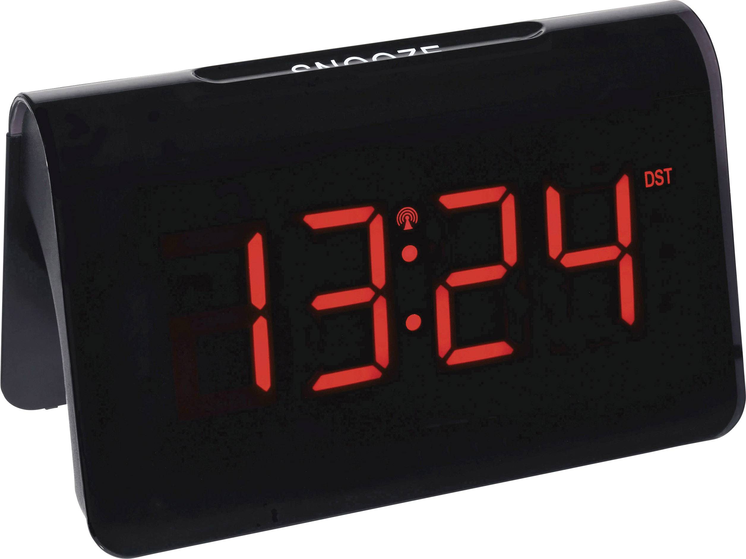 TFA Dostmann 60.2543.05 radiopiloté(e) Réveil noir Heures de réveil 1 grand écran