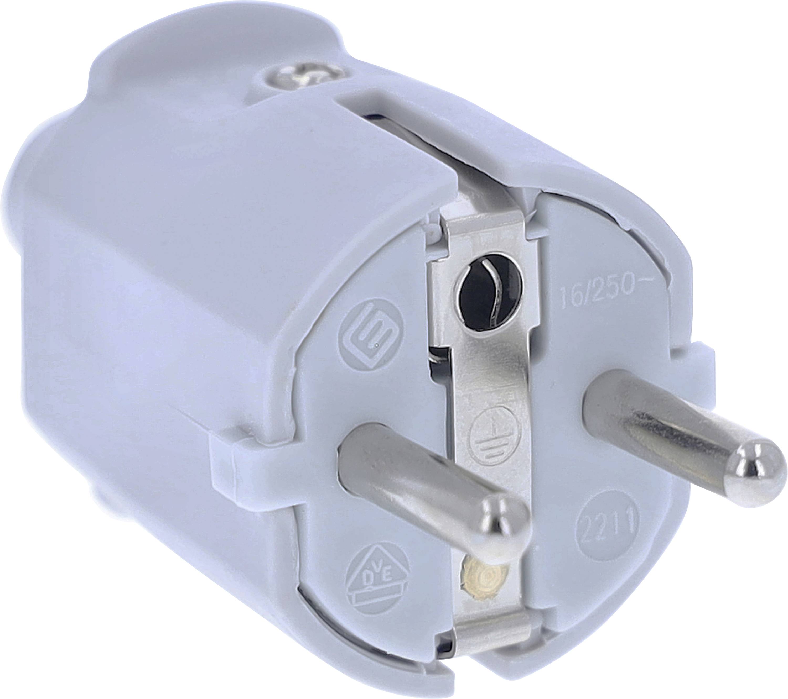 AS Schwabe 62220 Fiche électrique mâle avec terre PVC 230 V gris