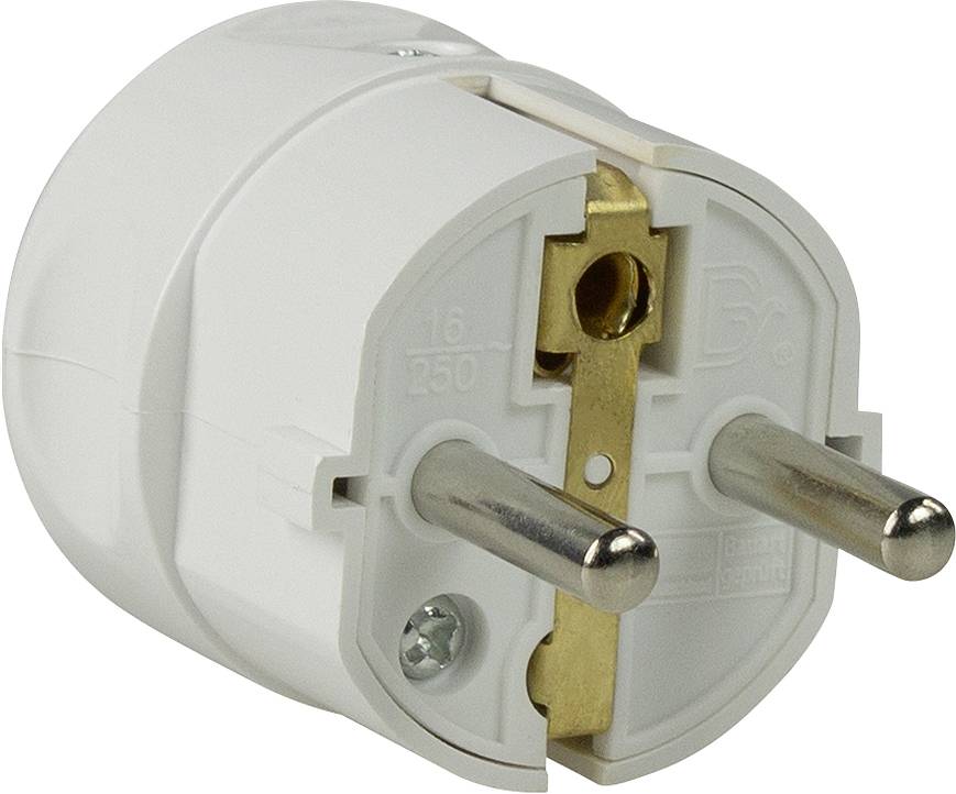 AS Schwabe 45031 Fiche électrique mâle avec terre plastique 230 V blanc IP20