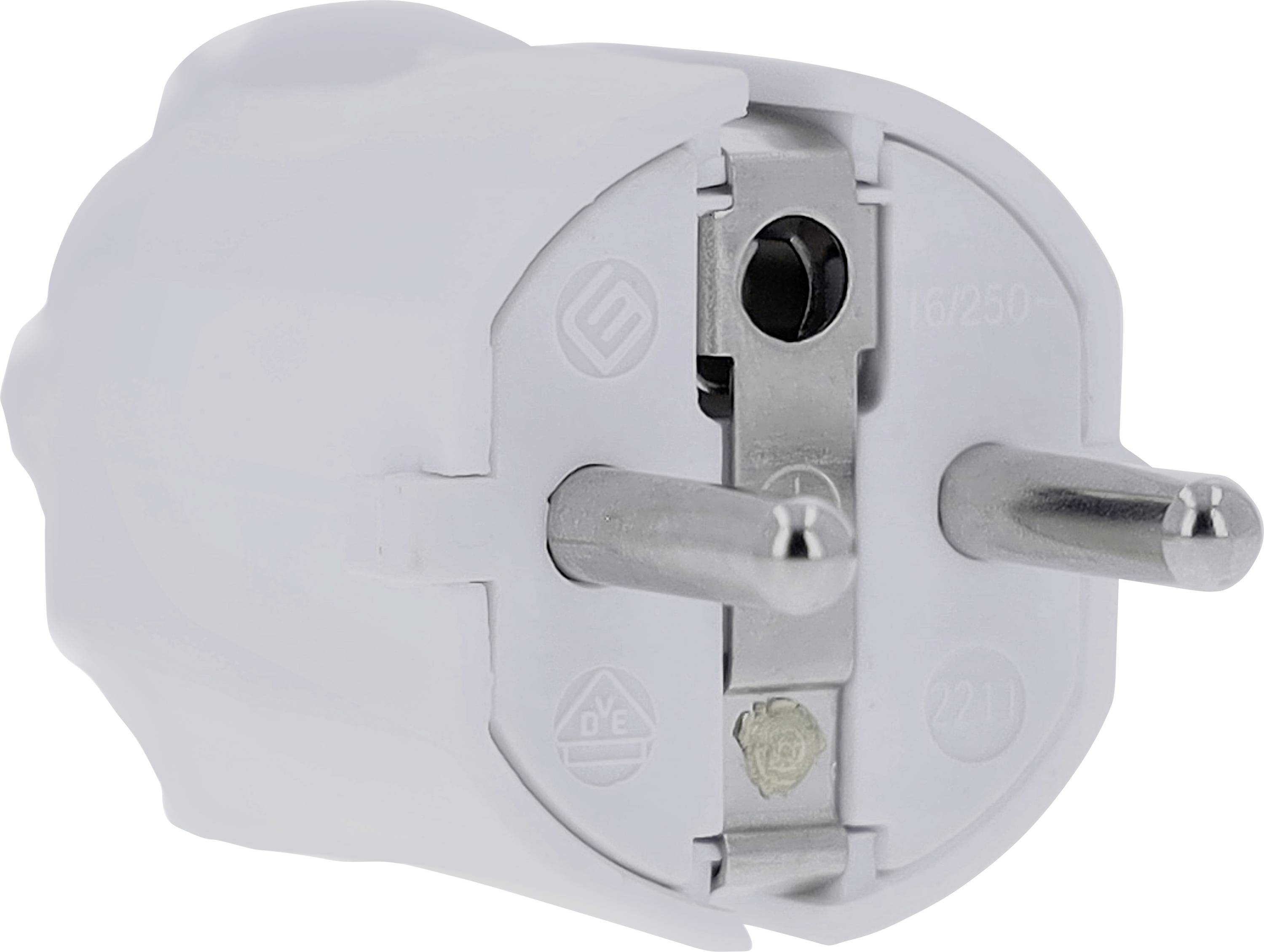 AS Schwabe 62221 Fiche électrique mâle avec terre PVC 230 V blanc IP20