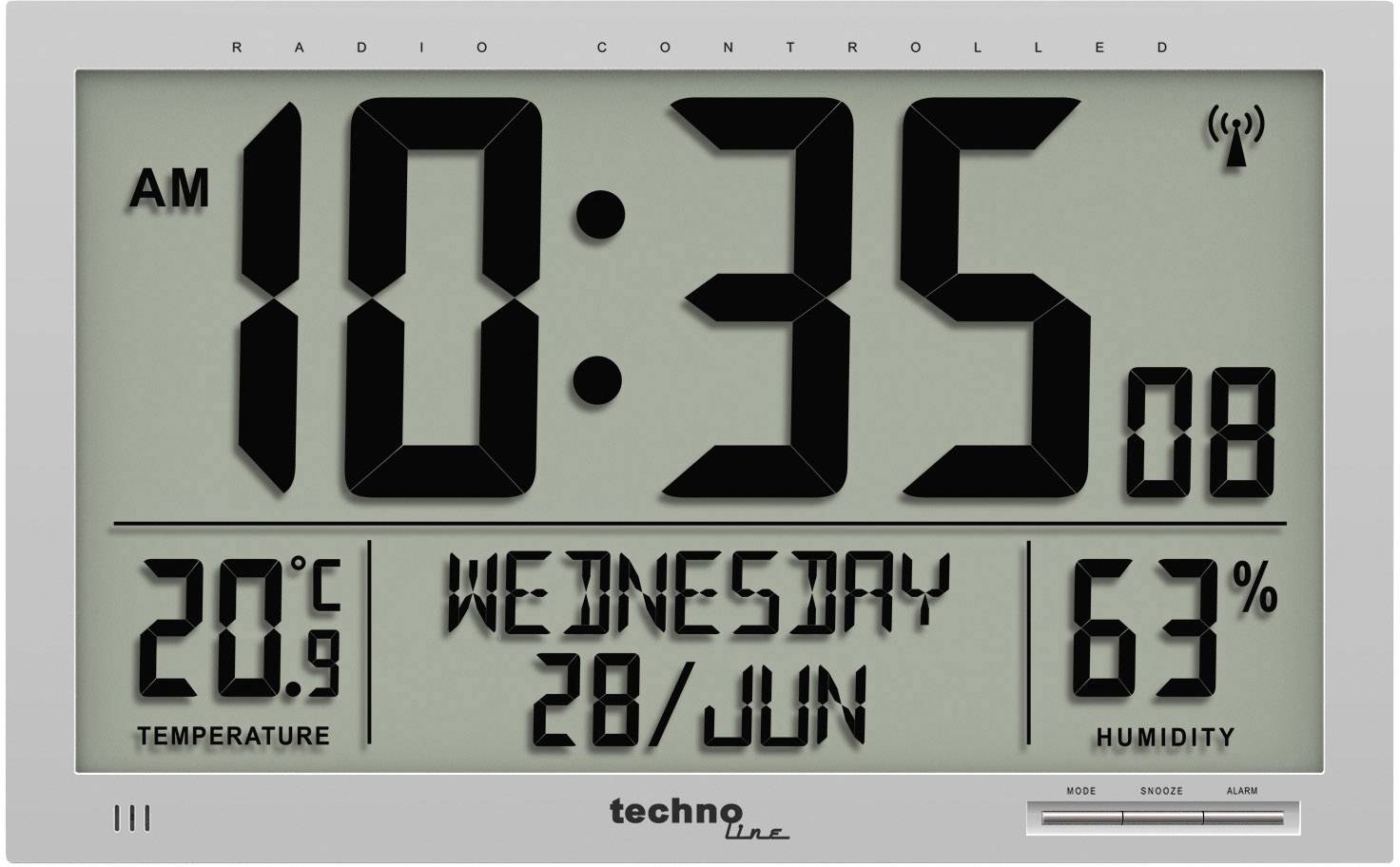 Horloge indique 10h35, date : mercredi 28 juin. Température : 20,9°C, humidité : 63%.
