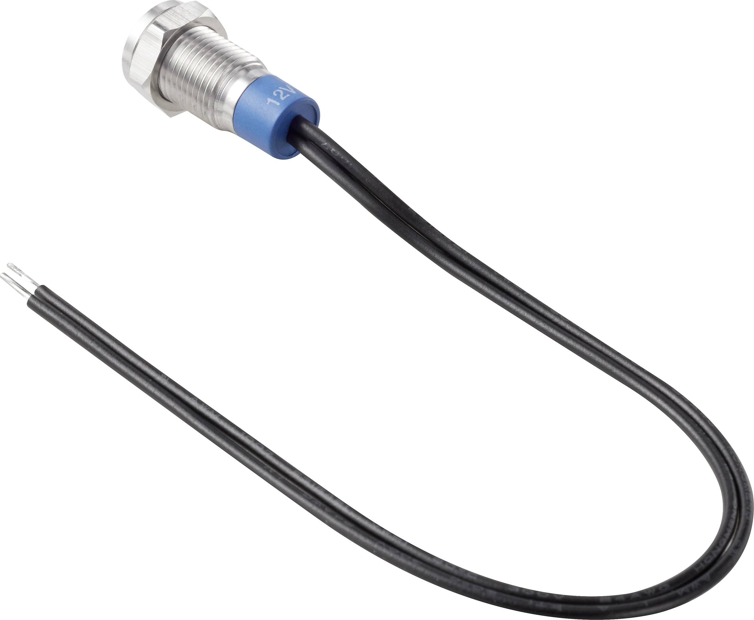 Capteur métallique avec deux câbles noirs. Tête de capteur en acier inoxydable, marquée '12'.