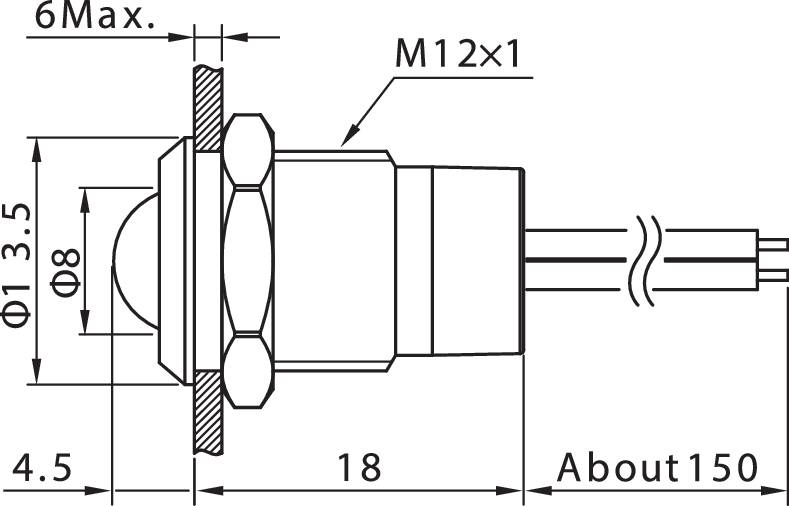 Dessin technique d'une fiche cylindrique avec des dimensions détaillées, incluant la longueur et le diamètre.