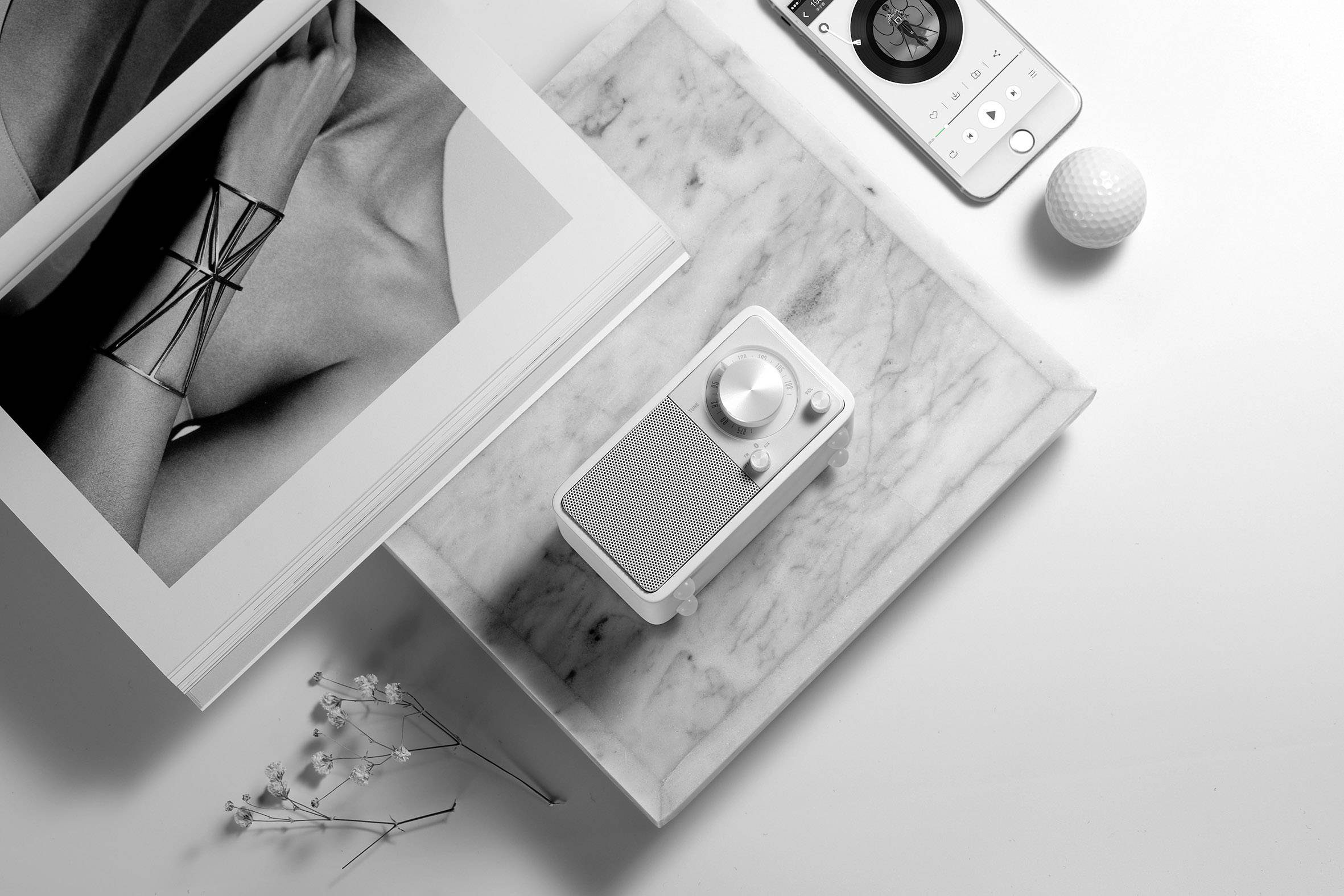 Sangean WR-7 Genuine Mini Radio de table FM Bluetooth rechargeable blanc