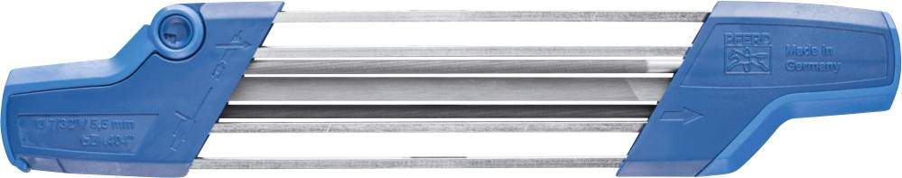 Lime à bloc ergonomique avec poignée bleue, trois surfaces de ponçage en métal. Adapté pour affûter les lames et les outils.