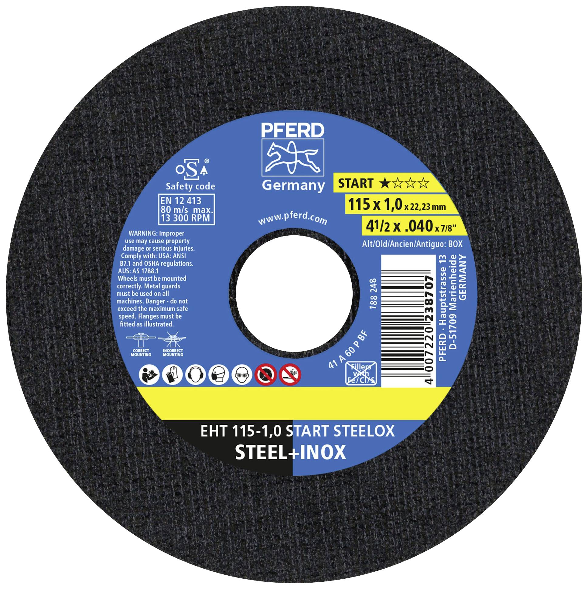 PFERD TOOLS EHT 115-1,0 START STEELOX 69120943 Jeu de disque à tronçonner 115 mm 25 pc(s) acier inoxydable, acier