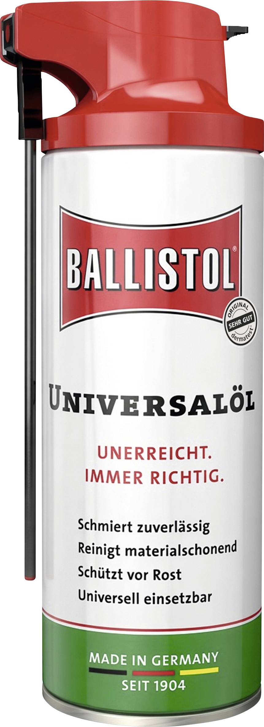 Ballistol Universalöl Sprühdose mit roter Kappe, beschriftet mit 