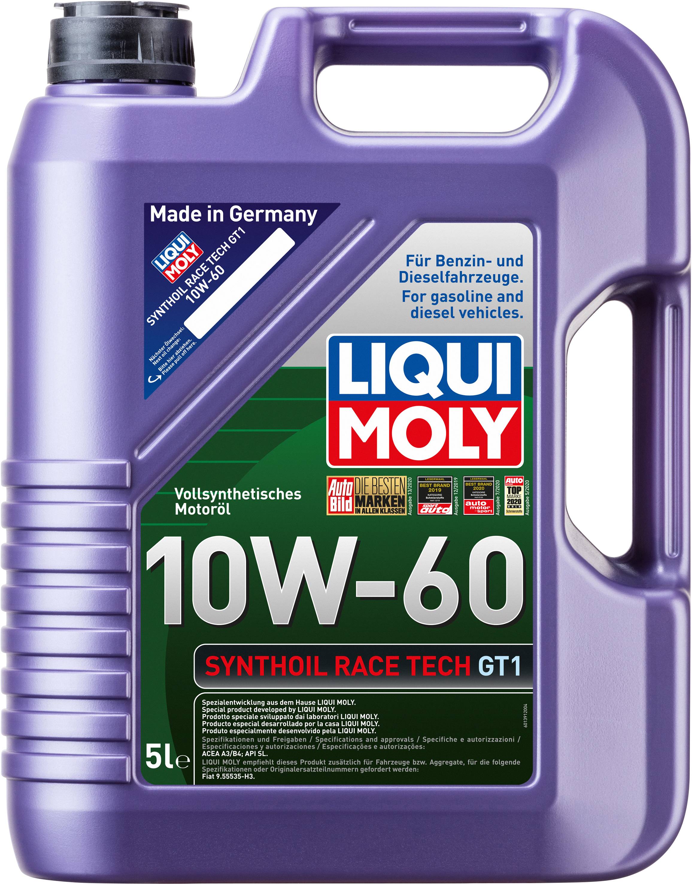 Liqui Moly SYNTHOIL RACE TECH GT1 10W-60 1391 Huile moteur 5 l