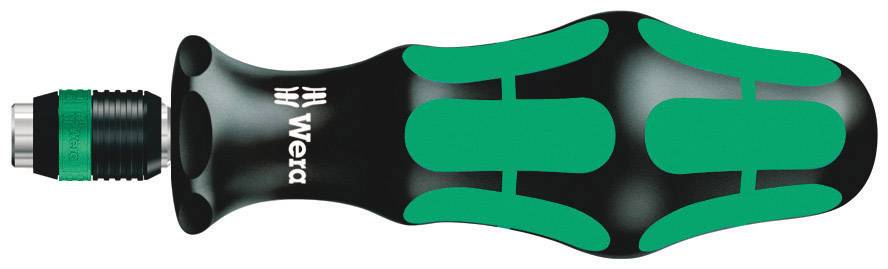 Poignée de tournevis au design ergonomique de Wera, noir et vert, avec l'inscription 'Wera'.