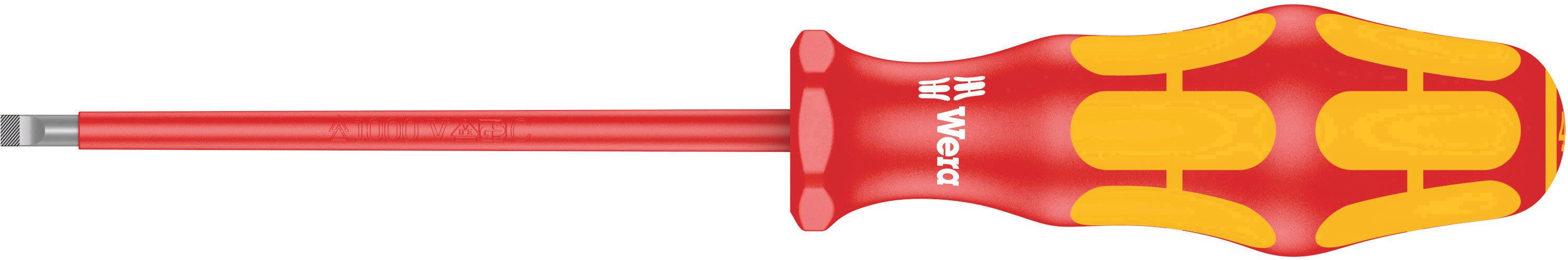 Un tournevis rouge et jaune avec une poignée ergonomique, robuste et adapté aux travaux précis.