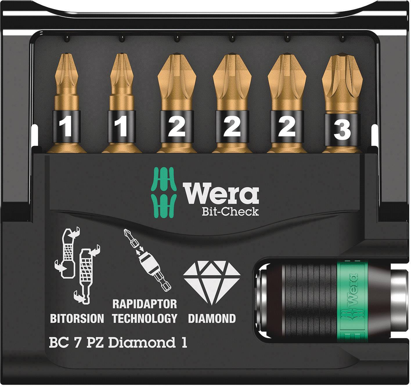Wera Bit-Check 7 PZ Diamond 1 05073534001 Jeu d'embouts 7 pièces