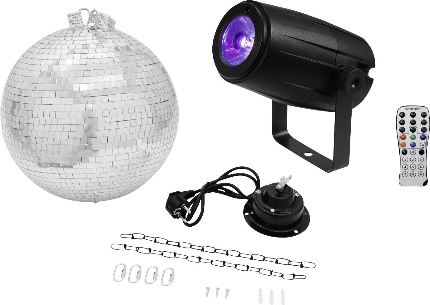 Eurolite LED Set de boule à facettes avec moteur, avec éclairage LED 30 cm