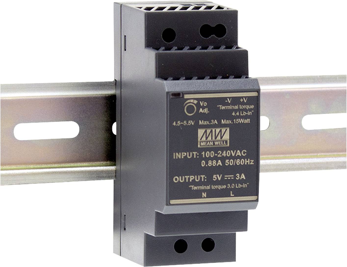 MEAN WELL HDR-30-15 Alimentation rail DIN 15 V/DC 2 A 30 W Nbr. de sorties:1 x Contenu 1 pc(s)