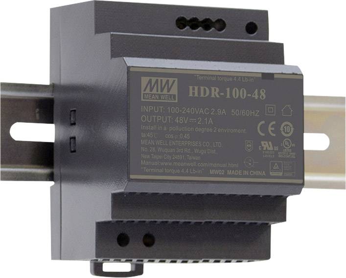 MEAN WELL HDR-100-48 Alimentation rail DIN 48 V/DC 1.92 A 92.2 W Nbr. de sorties:1 x Contenu 1 pc(s)