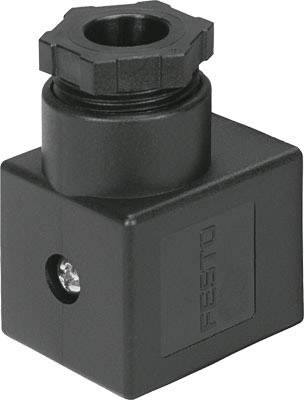 Raccord de prise Festo noir avec bouchon à vis, de forme cylindrique, principalement utilisé pour les systèmes pneumatiques.