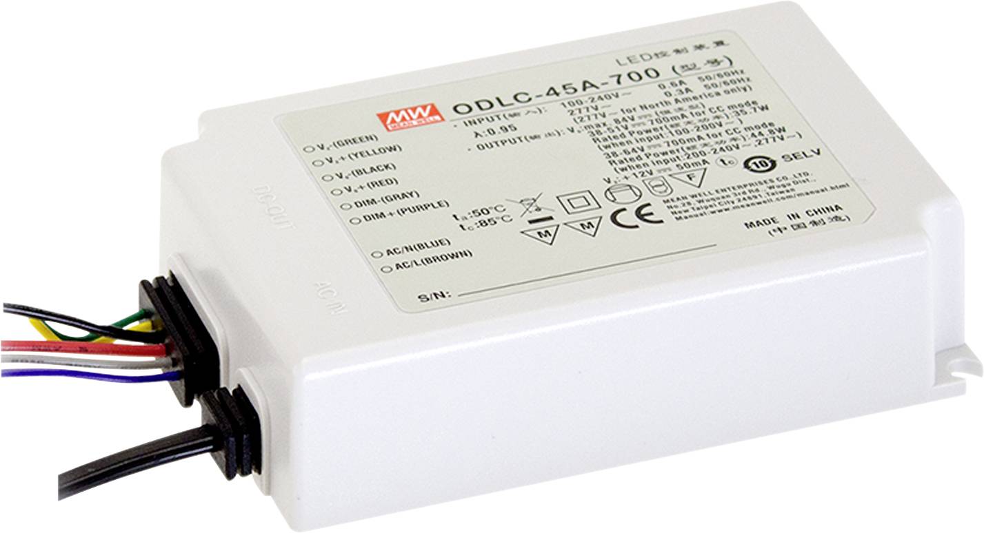 Driver de LED Mean Well à courant constant 44.8 W 700 mA 38 - 64 V/DC Dali, montage sur des surfaces inflammables, homologué pour