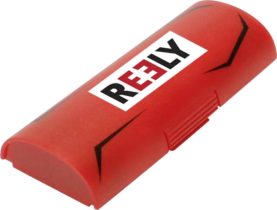 Boîtier en plastique rouge avec l'inscription 'Reely' en noir et rouge.