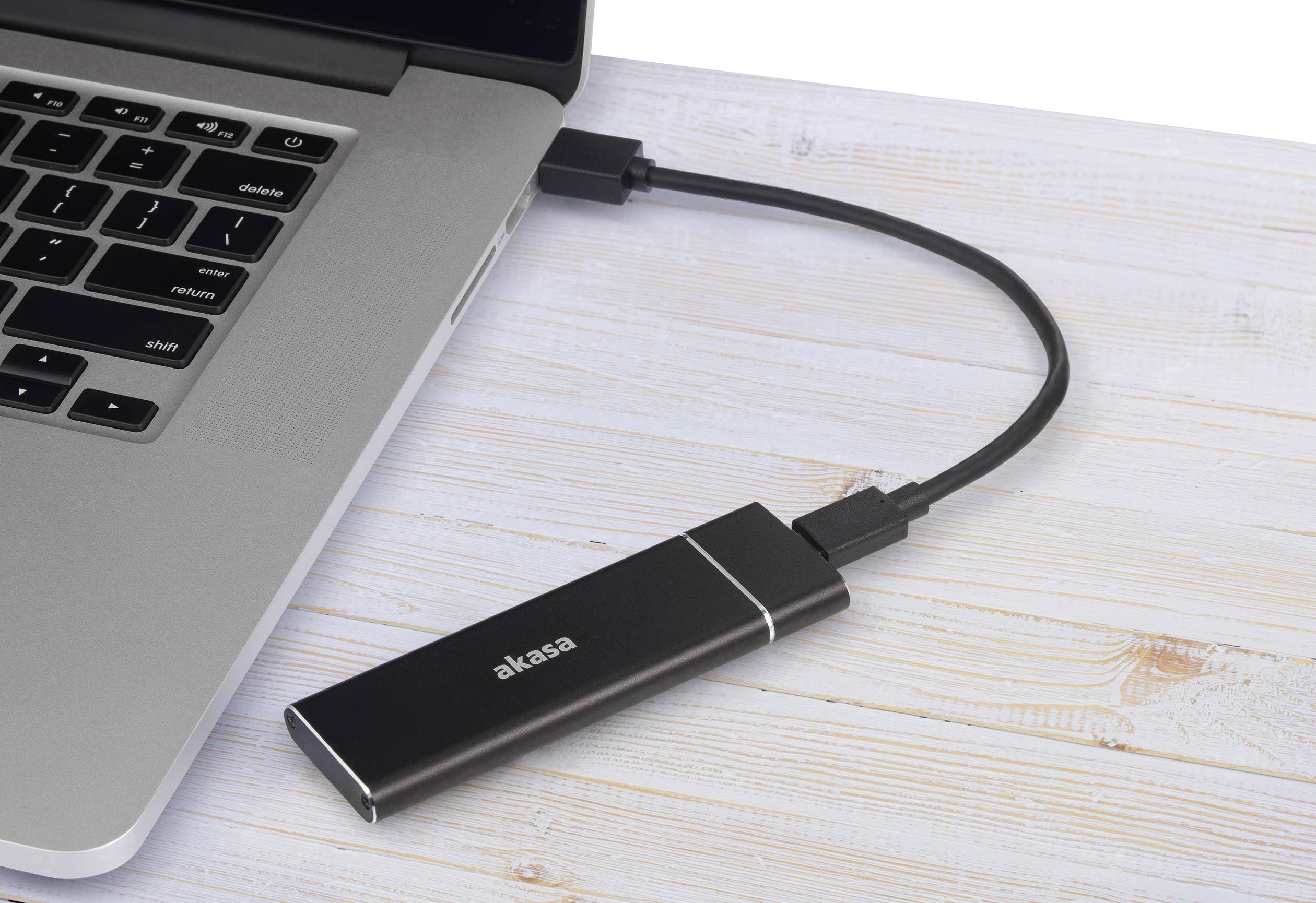 Akasa AK-ENU3M2-02 Boîtier pour SSD M.2 USB-C® (USB 3.1 Gen 2) 10 GBit/s M.2 SATA 2230, 2242, 2260, 2280 AK-ENU3M2-02