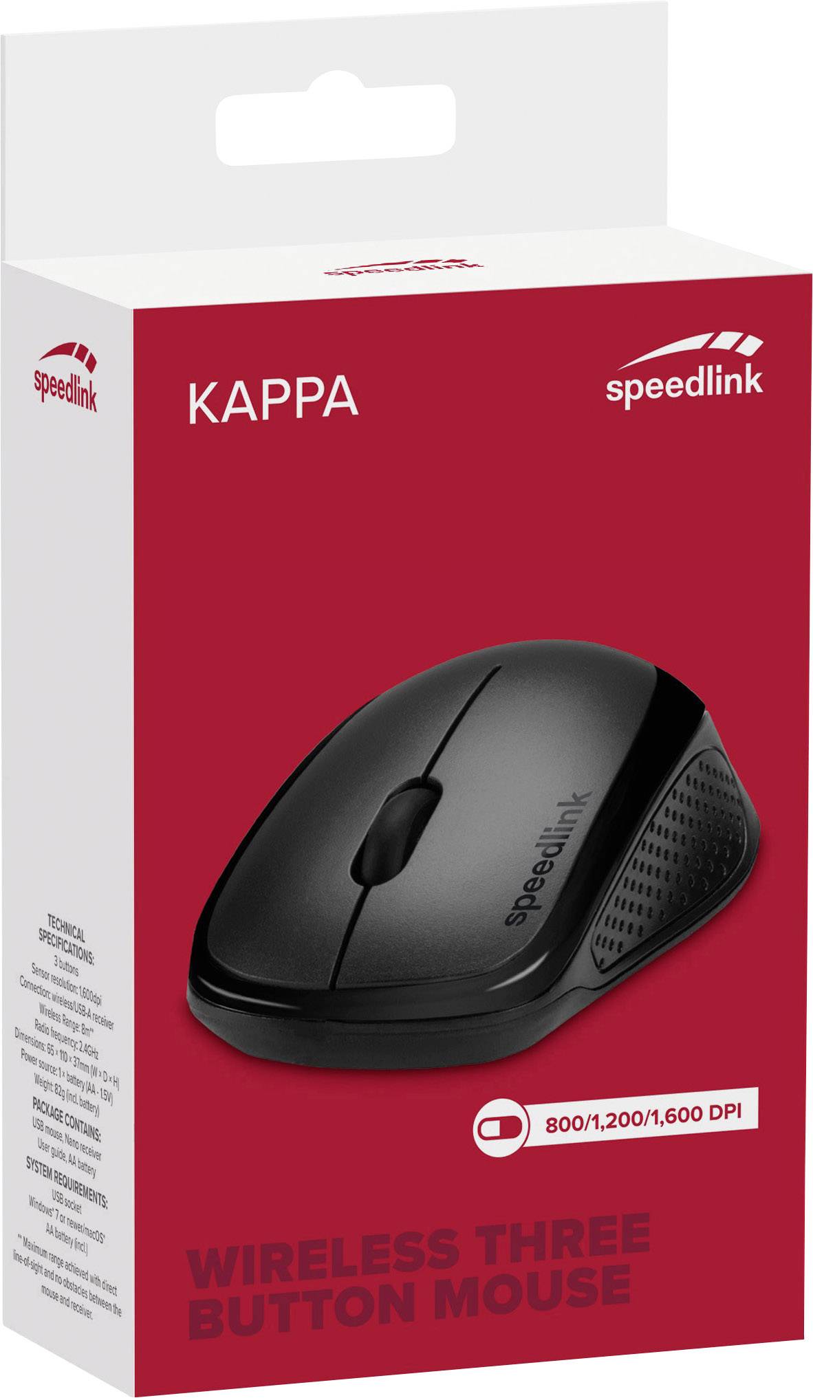 SpeedLink KAPPA Souris radio optique noir 3 Boutons 1600 dpi