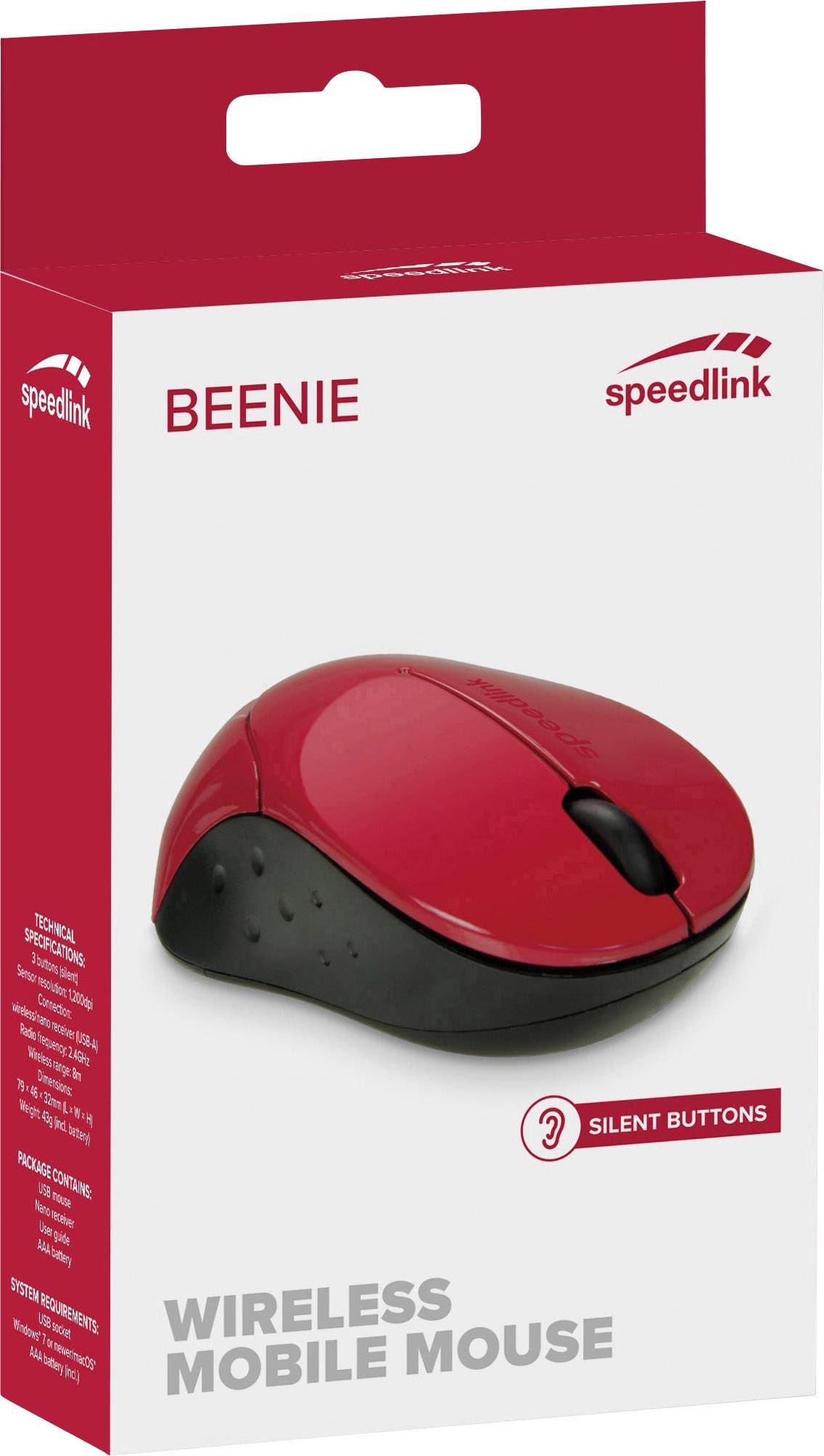 SpeedLink BEENIE Funk-Maus Optisch Rot/Schwarz