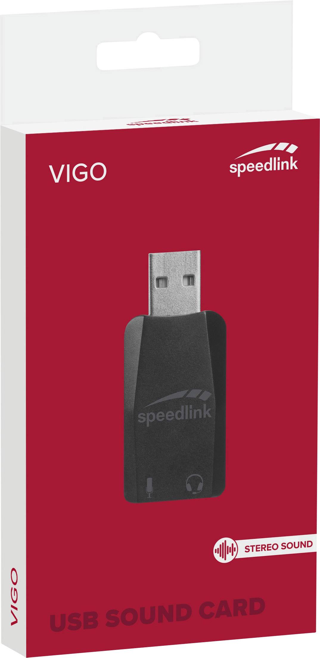 Carte son USB 'VIGO' de Speedlink en emballage rouge.