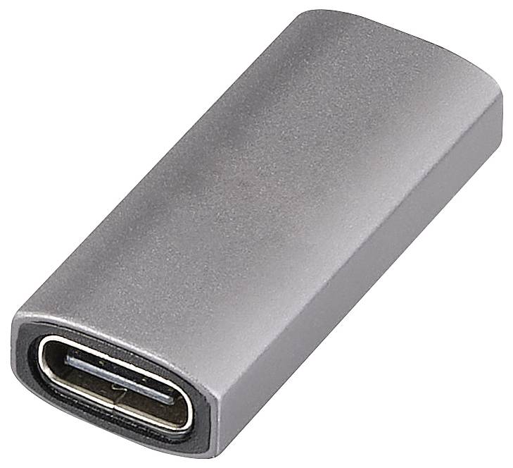 Adaptateur USB-C argenté de forme cylindrique, utilisé pour la connexion à des appareils électroniques.