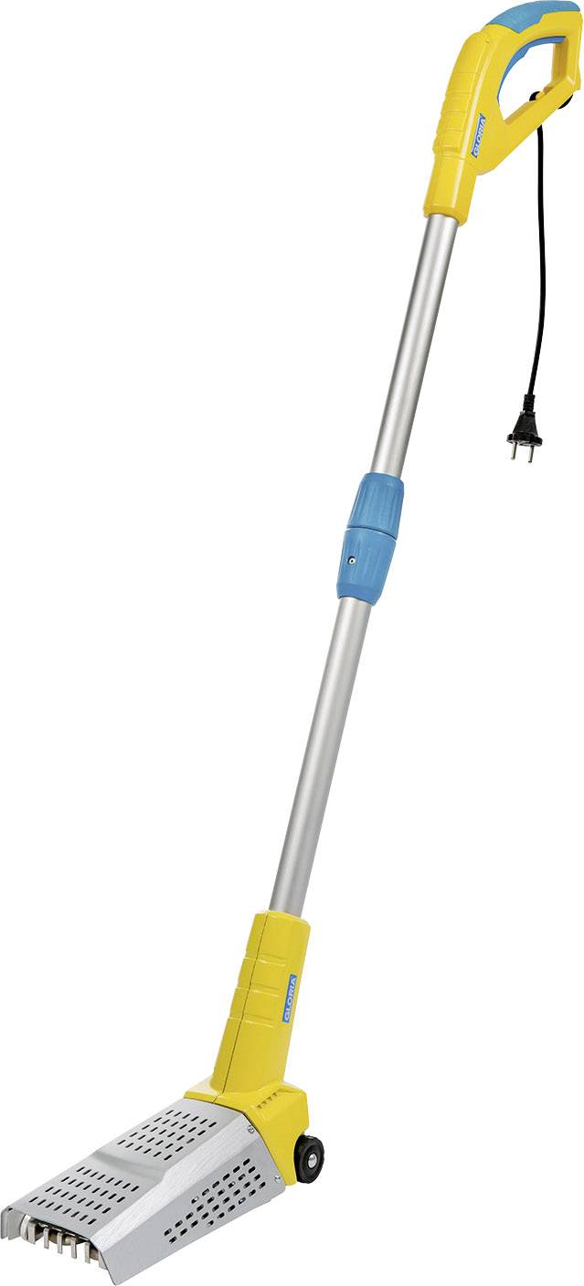 Un appareil électrique d'élimination des mauvaises herbes avec une poignée jaune et un câble d'alimentation, adapté à l'entretien écologique du jardin sans produits chimiques.