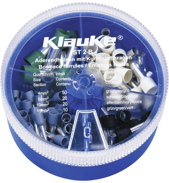 Klauke ST2B Assortiment d'embouts simples 1 mm², 6 mm², 10 mm², 16 mm² partiellement isolé gris, noir, ivoire, vert 110 parties