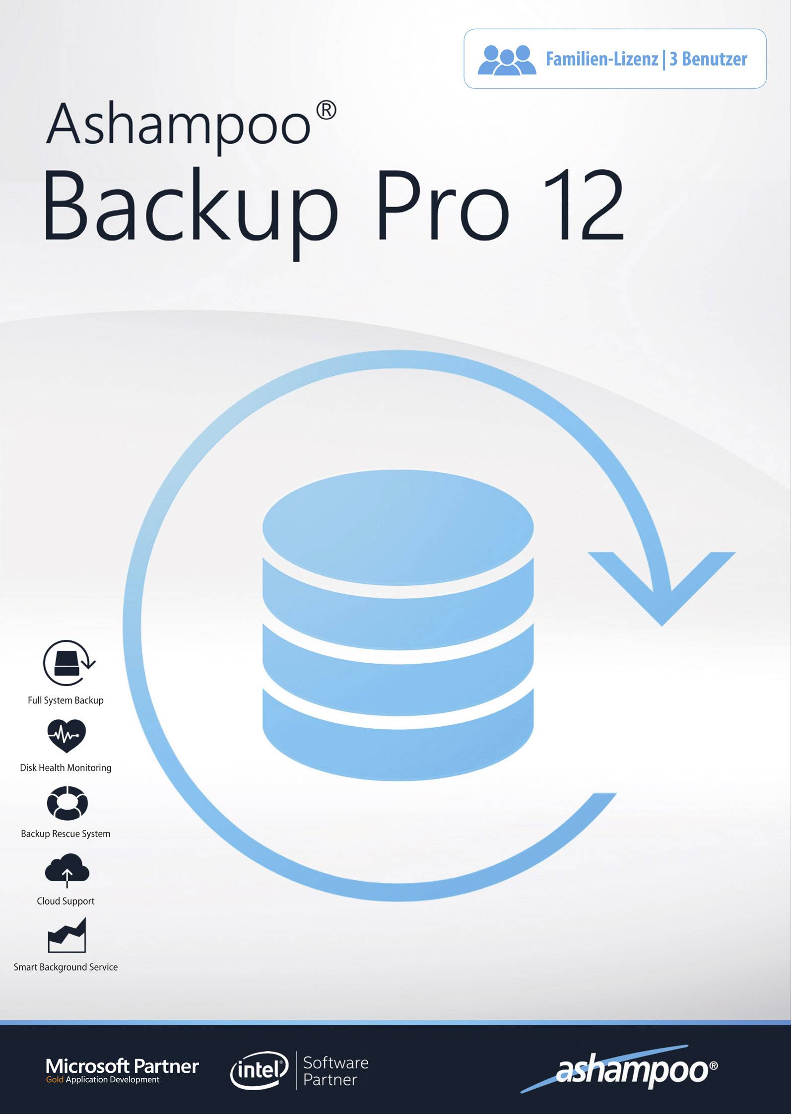 Ashampoo Backup Pro 12 Vollversion, 3 Lizenzen Windows Backup-Software