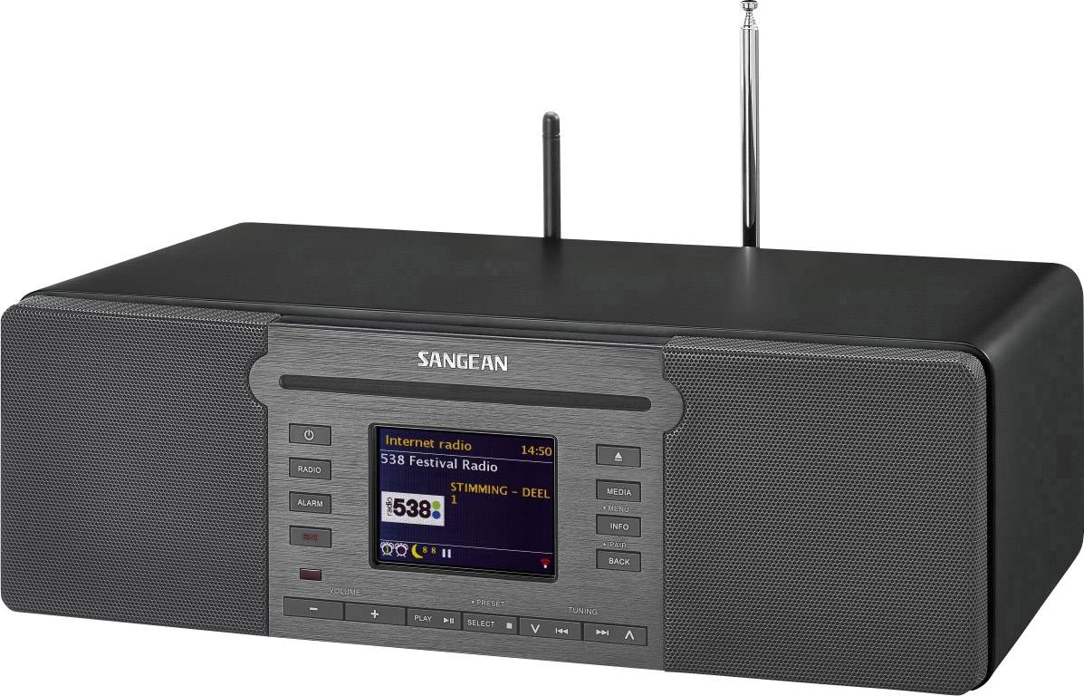 Sangean Revery R6 Internet CD-Radio AUX, Bluetooth®, CD, DAB+, NFC, SD, UKW, USB, WLAN Schwarz