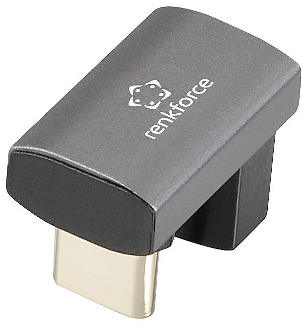 Un adaptateur compact noir de la marque renkforce avec une connexion USB-C.