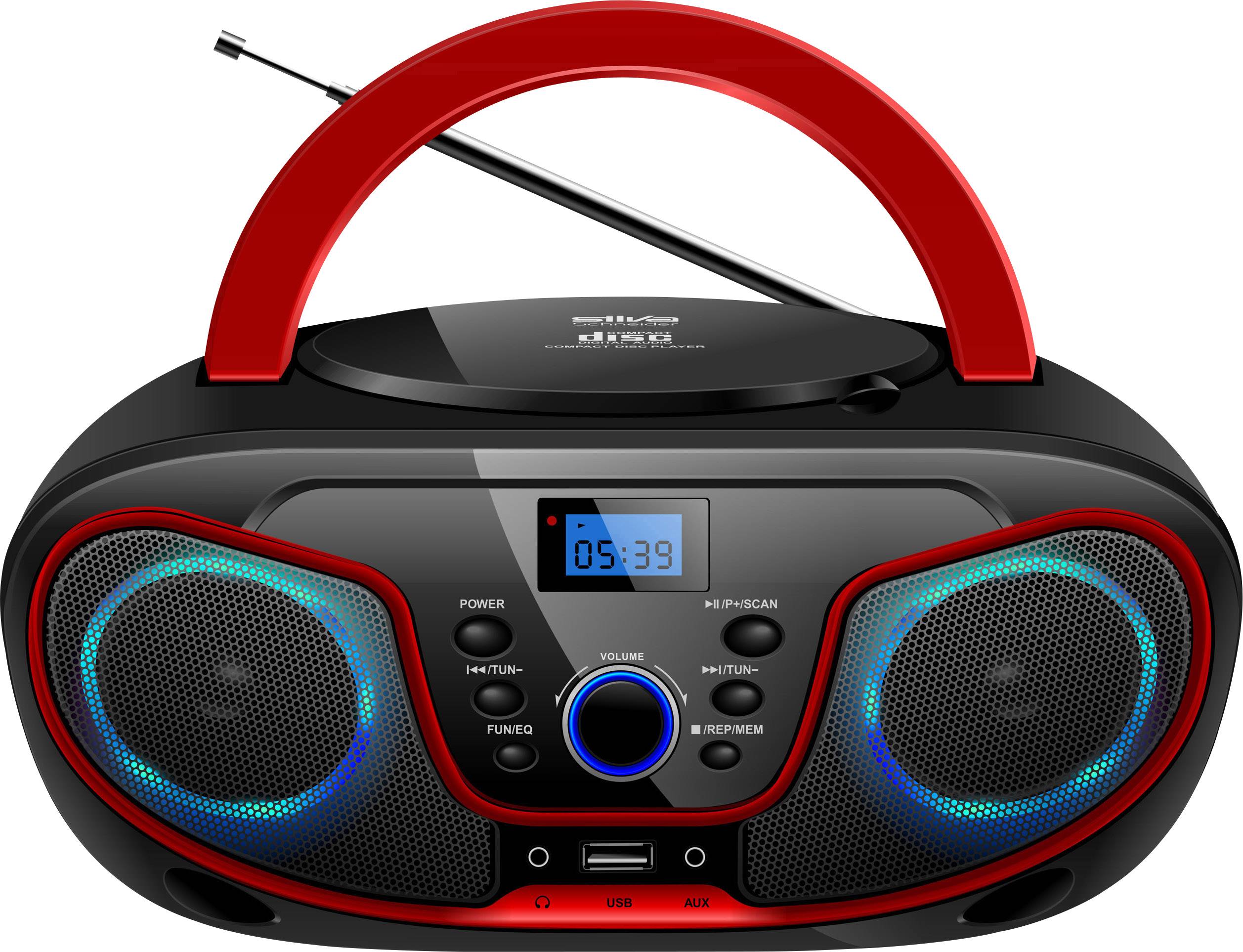 Silva Schneider MPC 19.4 USB Radio-lecteur CD FM AUX, CD, USB noir, rouge